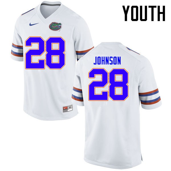 Florida Gators Youth #28 Kylan Johnson College Football Jersey White
